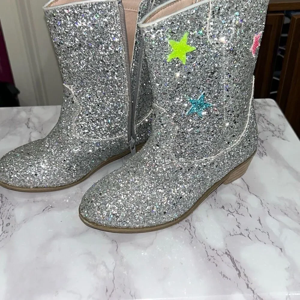 Lola & the boys glitter star boots sz 35/4